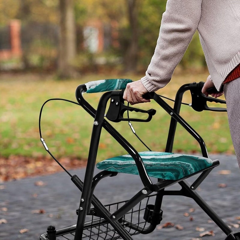 Vanideaoty Marbler Rollator Seat and Back Rest Covers Easy to Install Drive Rollator Accessories with Elastic Band Walker Accessories for Seniors with Seat Gift Covers - Image 4